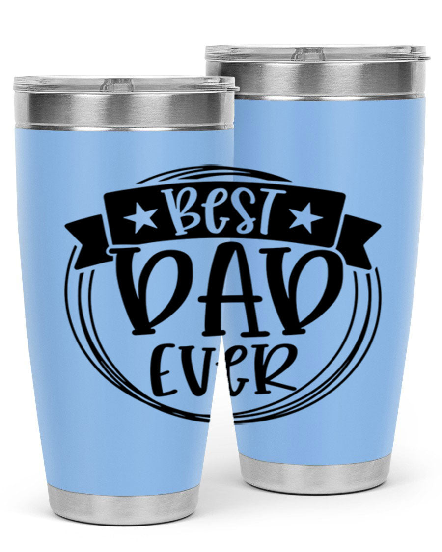 Best Dad Ever 72# Tumbler in stainless steel with a drink-thru lid, perfect for Father's Day gifts.