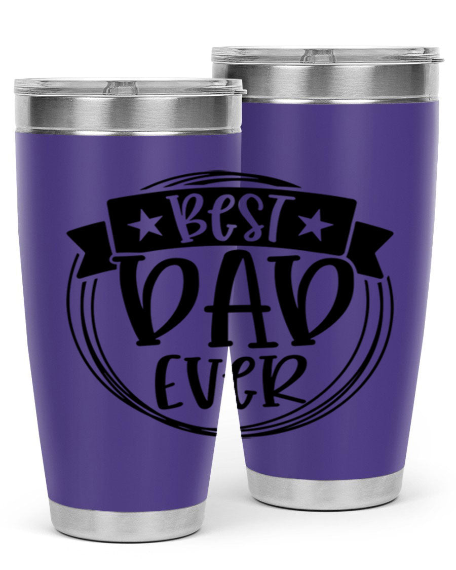 Best Dad Ever 72# Tumbler in stainless steel with a drink-thru lid, perfect for Father's Day gifts.