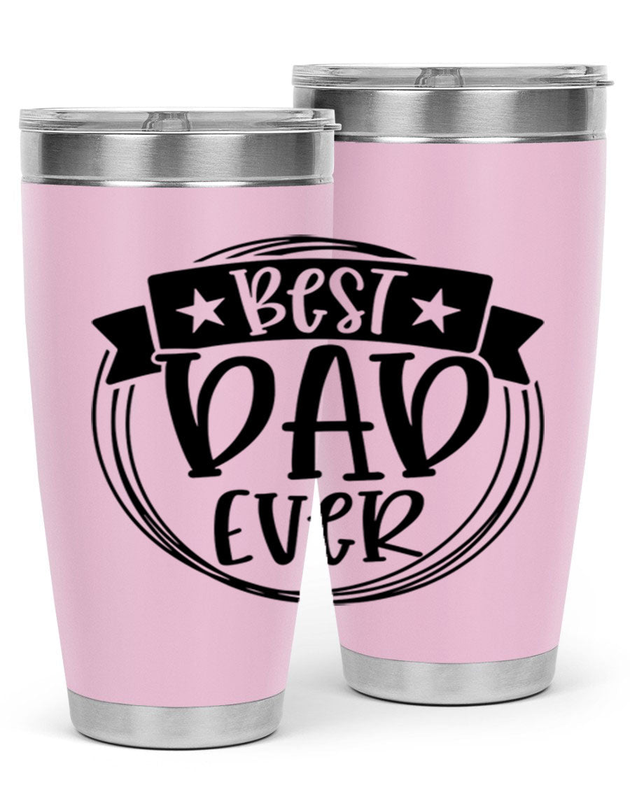 Best Dad Ever 72# Tumbler in stainless steel with a drink-thru lid, perfect for Father's Day gifts.