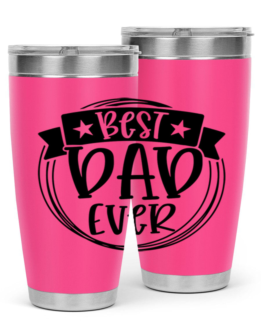 Best Dad Ever 72# Tumbler in stainless steel with a drink-thru lid, perfect for Father's Day gifts.