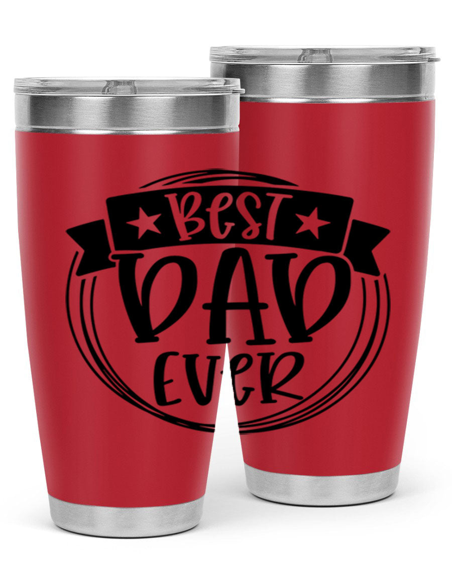 Best Dad Ever 72# Tumbler in stainless steel with a drink-thru lid, perfect for Father's Day gifts.
