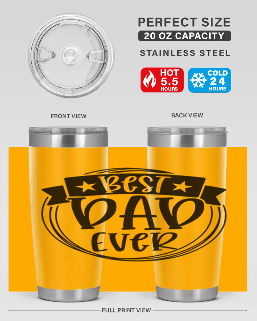 Best Dad Ever 72# Tumbler in stainless steel with a drink-thru lid, perfect for Father's Day gifts.