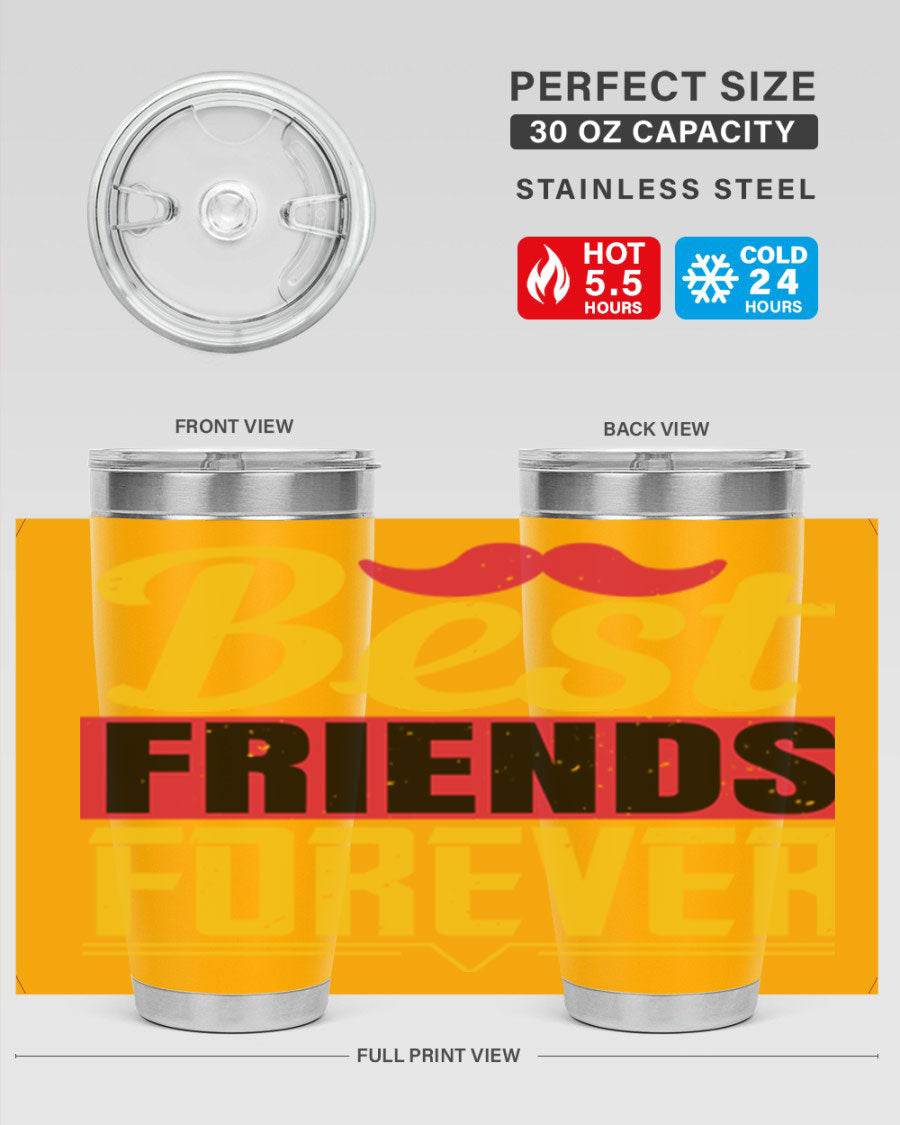 Best Friends Forever 20oz Tumbler with double wall vacuum insulation, featuring a drink-thru lid and a stylish design.