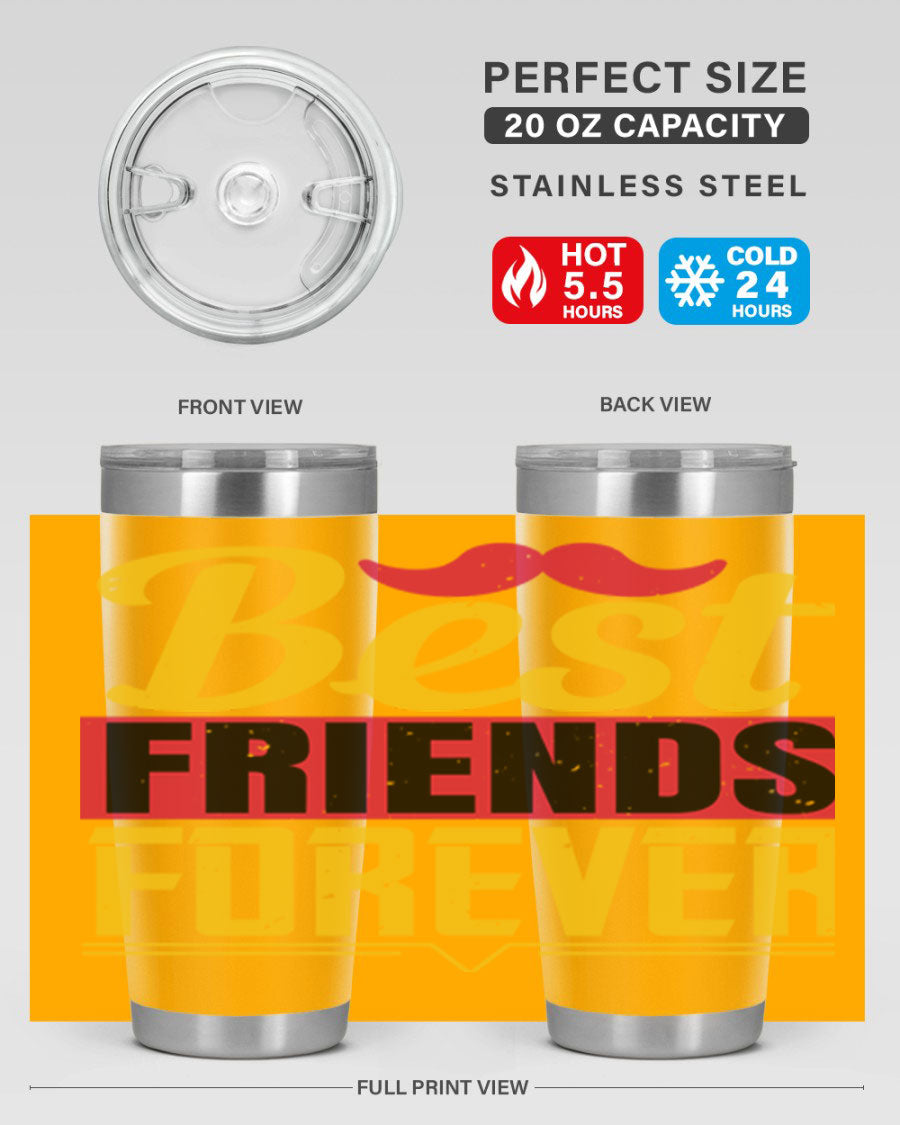 Best Friends Forever 20oz Tumbler with double wall vacuum insulation, featuring a drink-thru lid and a stylish design.