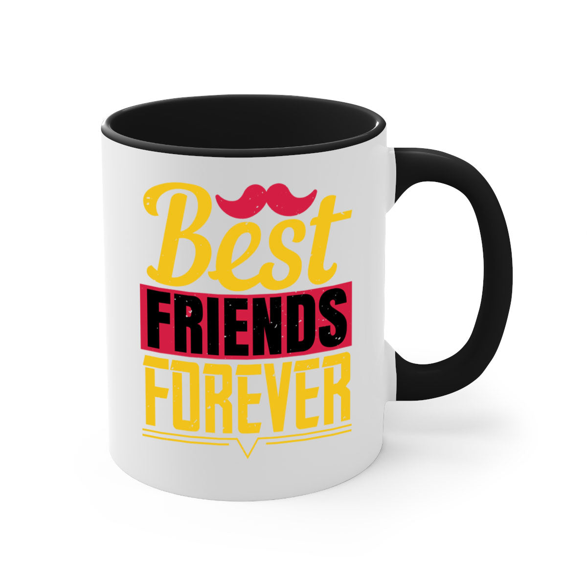 Best Friends Forever Mug with colorful handle and glossy finish, perfect for coffee or tea.
