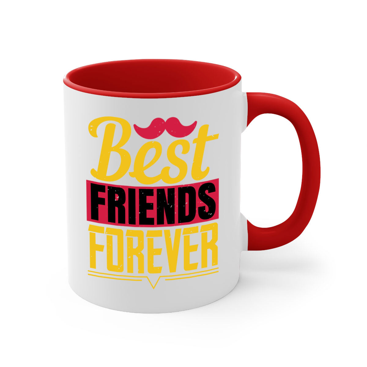 Best Friends Forever Mug with colorful handle and glossy finish, perfect for coffee or tea.