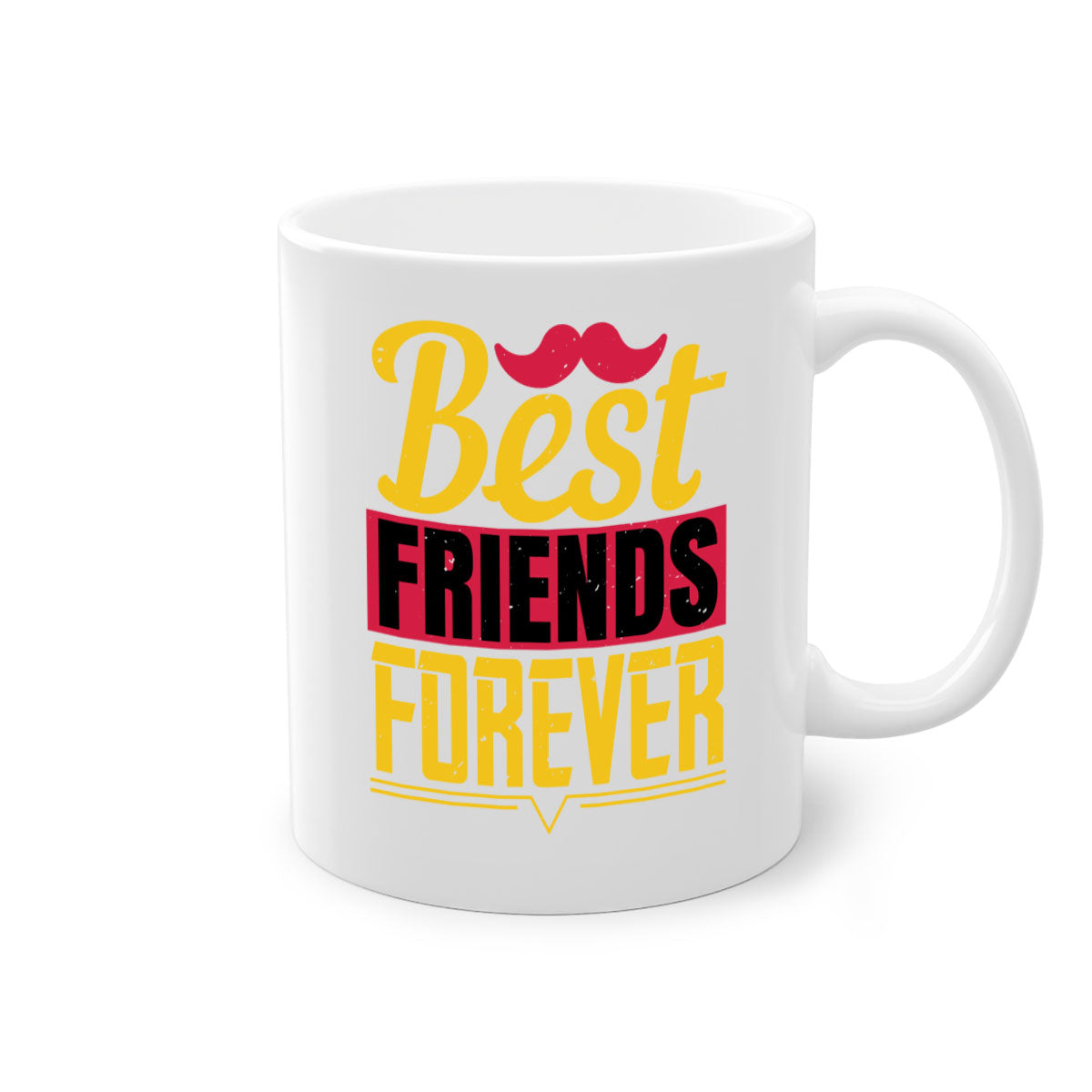Best Friends Forever Mug with colorful handle and glossy finish, perfect for coffee or tea.