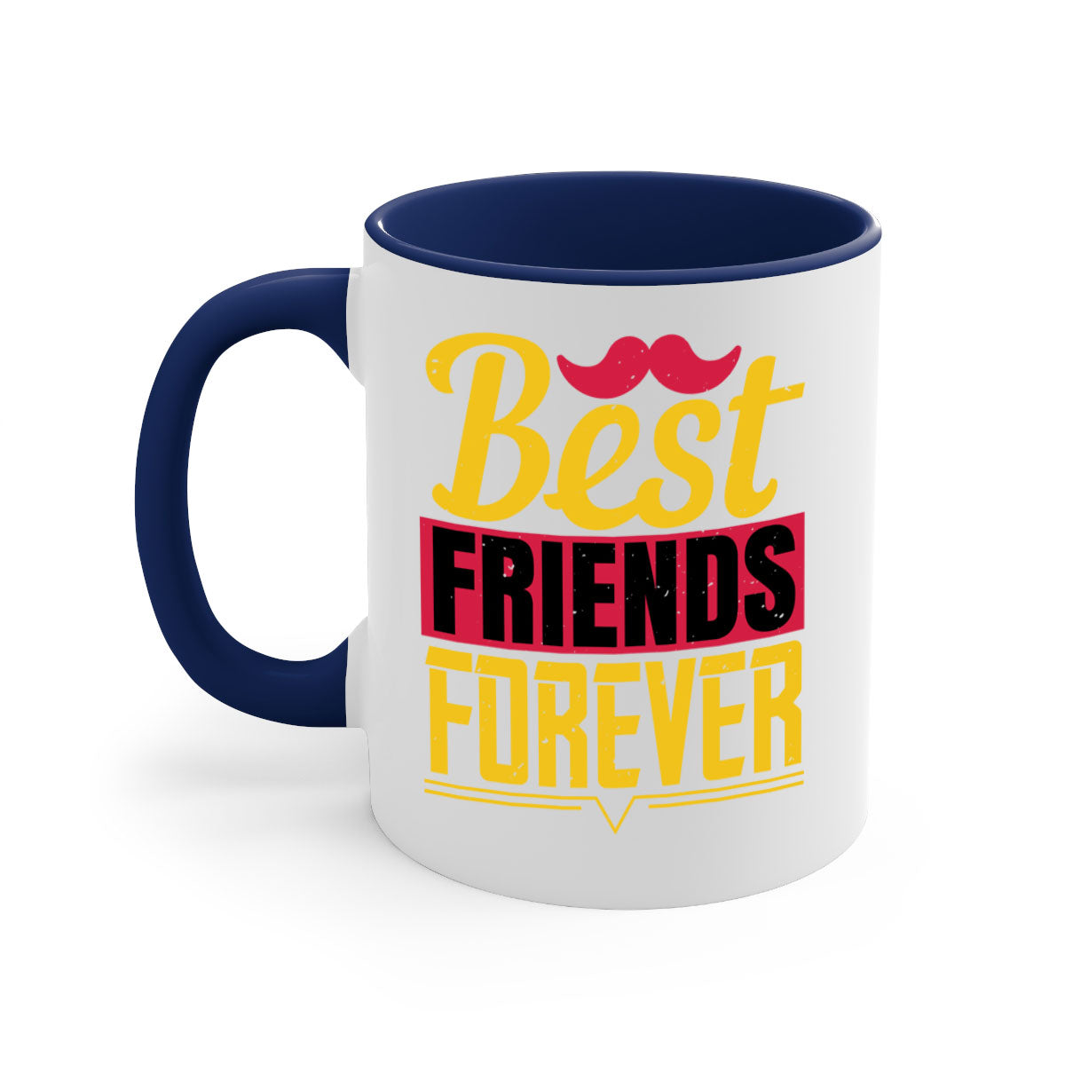 Best Friends Forever Mug with colorful handle and glossy finish, perfect for coffee or tea.