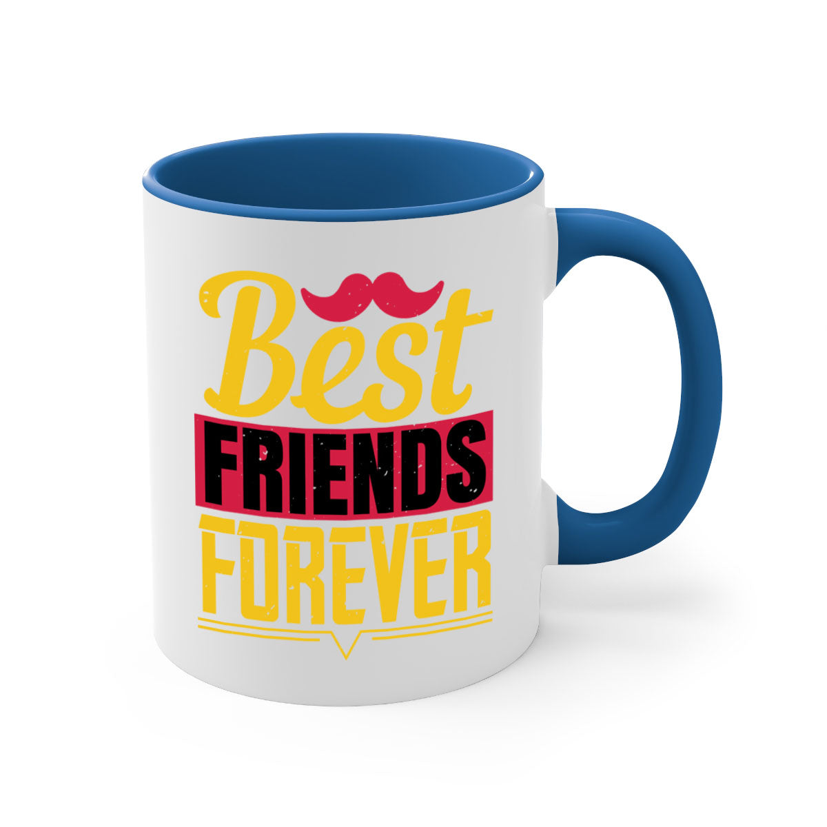 Best Friends Forever Mug with colorful handle and glossy finish, perfect for coffee or tea.