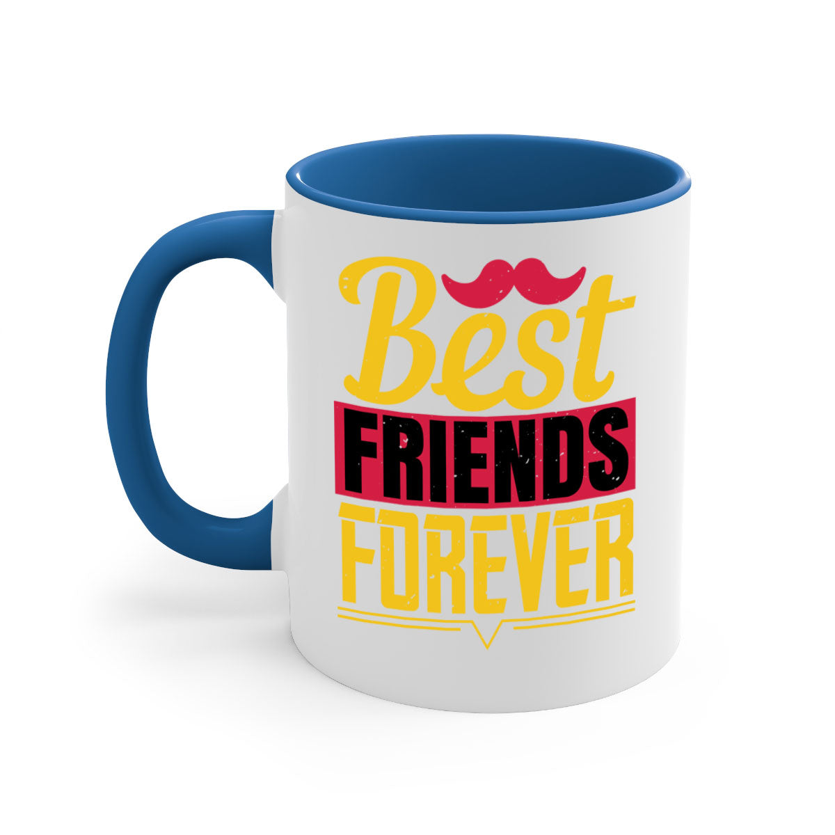 Best Friends Forever Mug with colorful handle and glossy finish, perfect for coffee or tea.