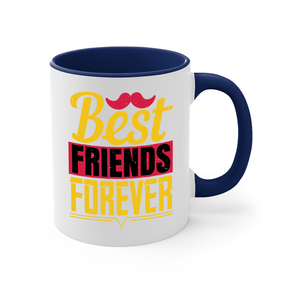 Best Friends Forever Mug with colorful handle and glossy finish, perfect for coffee or tea.