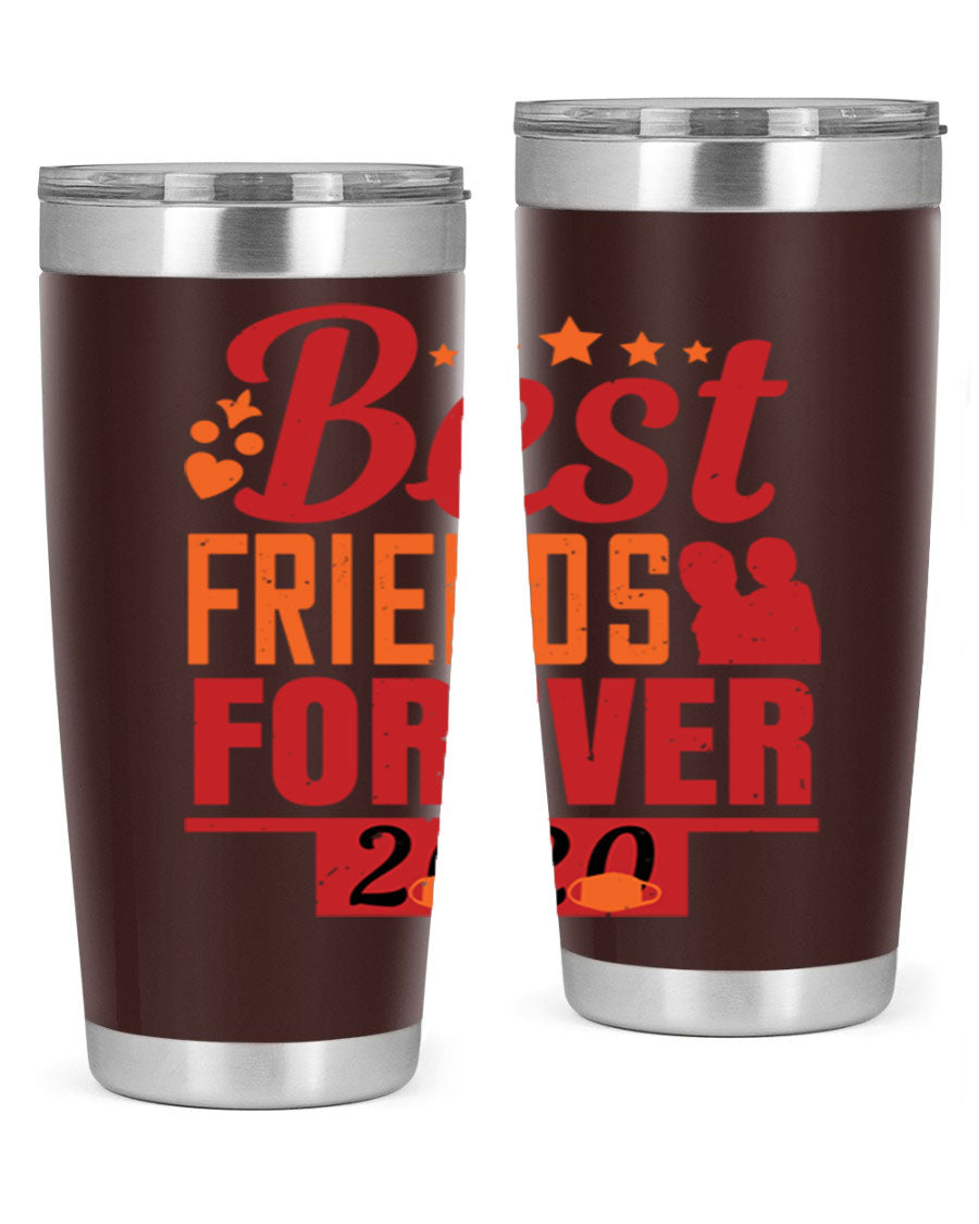 Best Friends Forever 20oz Tumbler featuring double wall vacuum insulation and a sleek design, perfect for hot and cold beverages.