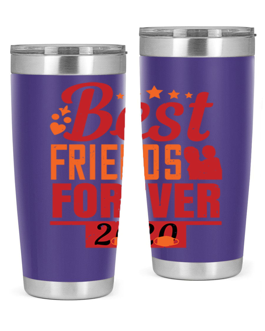 Best Friends Forever 20oz Tumbler featuring double wall vacuum insulation and a sleek design, perfect for hot and cold beverages.
