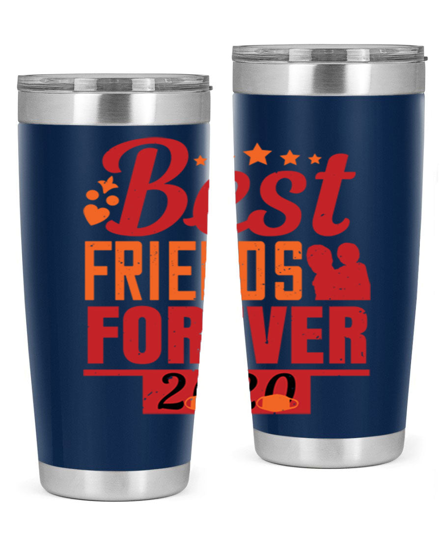 Best Friends Forever 20oz Tumbler featuring double wall vacuum insulation and a sleek design, perfect for hot and cold beverages.