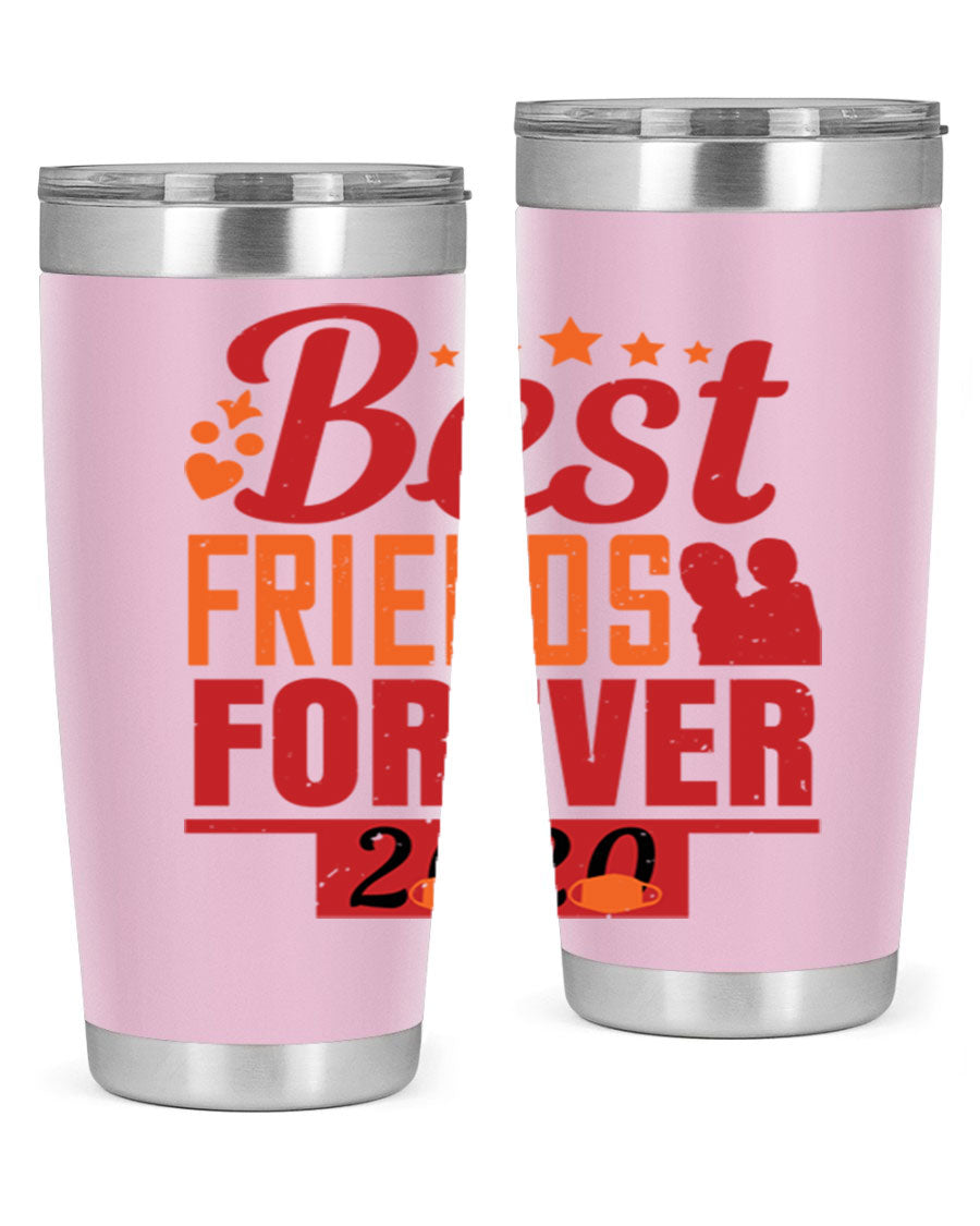 Best Friends Forever 20oz Tumbler featuring double wall vacuum insulation and a sleek design, perfect for hot and cold beverages.