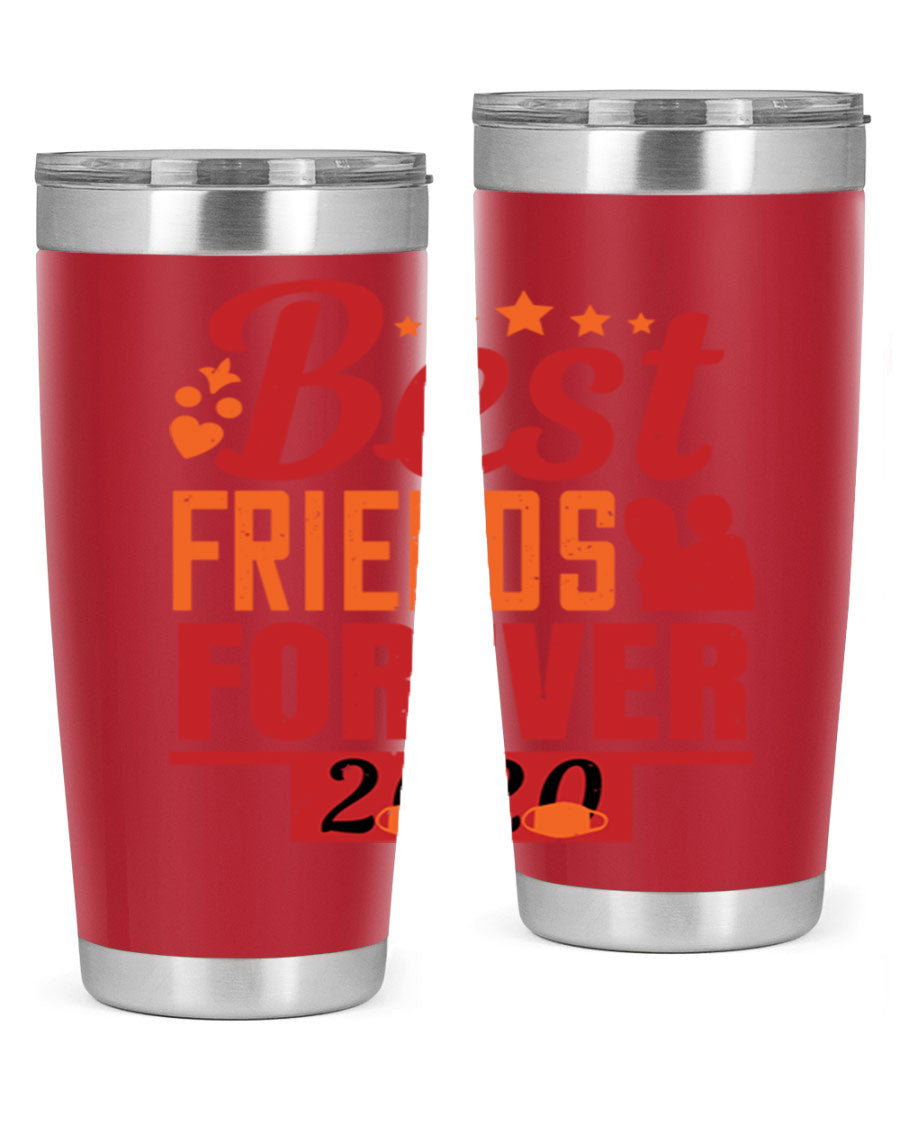 Best Friends Forever 20oz Tumbler featuring double wall vacuum insulation and a sleek design, perfect for hot and cold beverages.