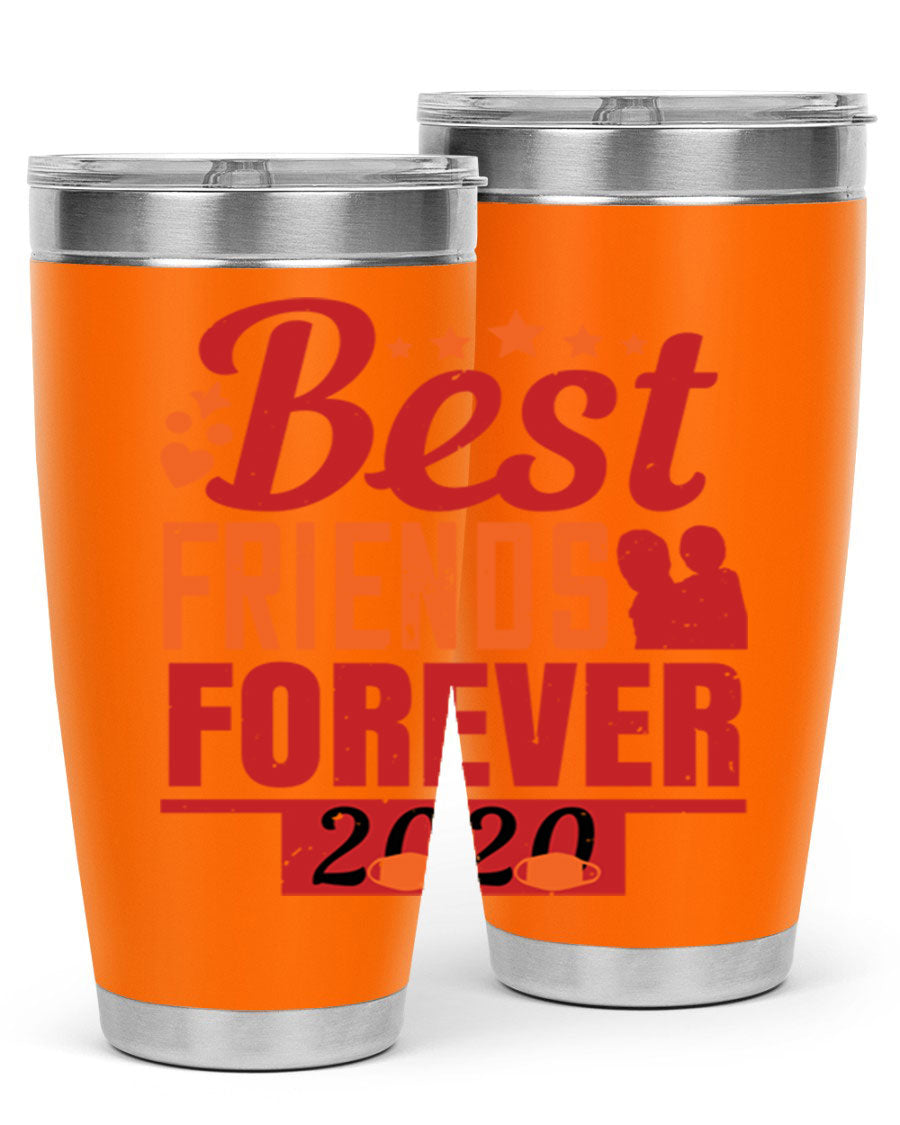 Best Friends Forever 20oz Tumbler featuring double wall vacuum insulation and a sleek design, perfect for hot and cold beverages.