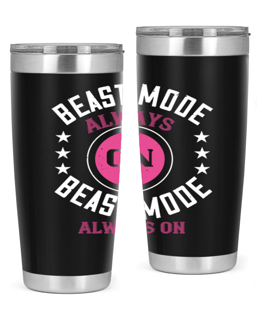 Best Mode Always On 20oz Gym Tumbler in stainless steel with a drink-thru lid, showcasing its sleek design and insulation features.