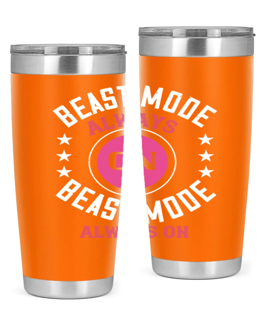 Best Mode Always On 20oz Gym Tumbler in stainless steel with a drink-thru lid, showcasing its sleek design and insulation features.