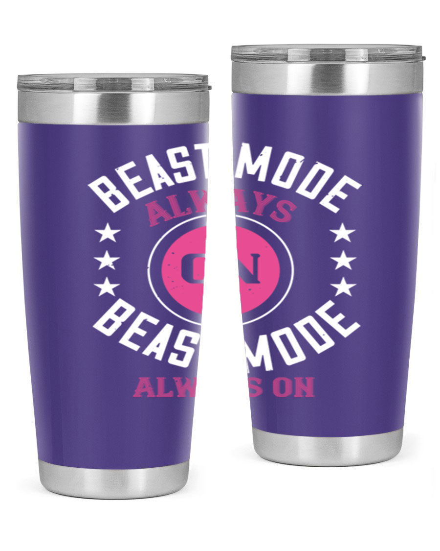Best Mode Always On 20oz Gym Tumbler in stainless steel with a drink-thru lid, showcasing its sleek design and insulation features.