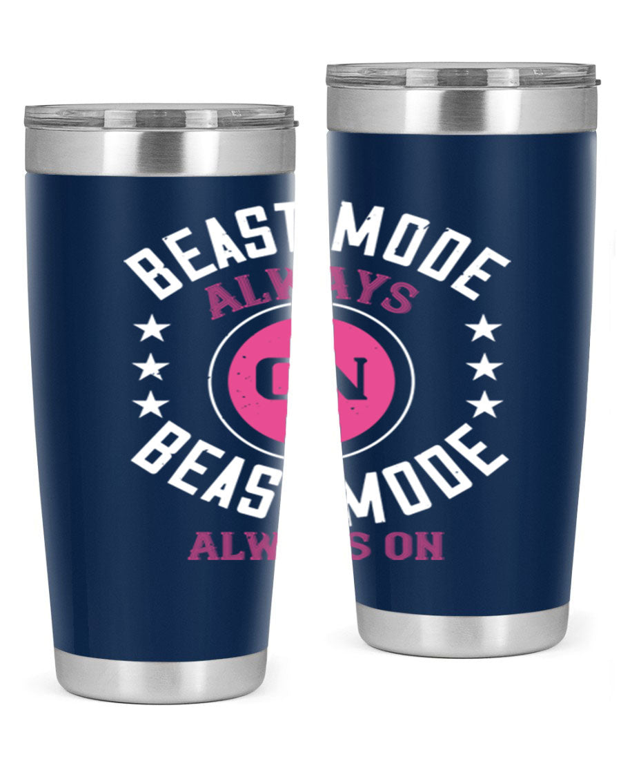 Best Mode Always On 20oz Gym Tumbler in stainless steel with a drink-thru lid, showcasing its sleek design and insulation features.