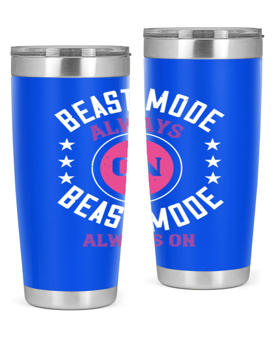 Best Mode Always On 20oz Gym Tumbler in stainless steel with a drink-thru lid, showcasing its sleek design and insulation features.