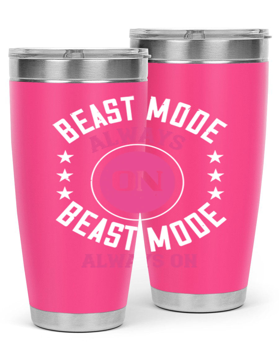 Best Mode Always On 20oz Gym Tumbler in stainless steel with a drink-thru lid, showcasing its sleek design and insulation features.