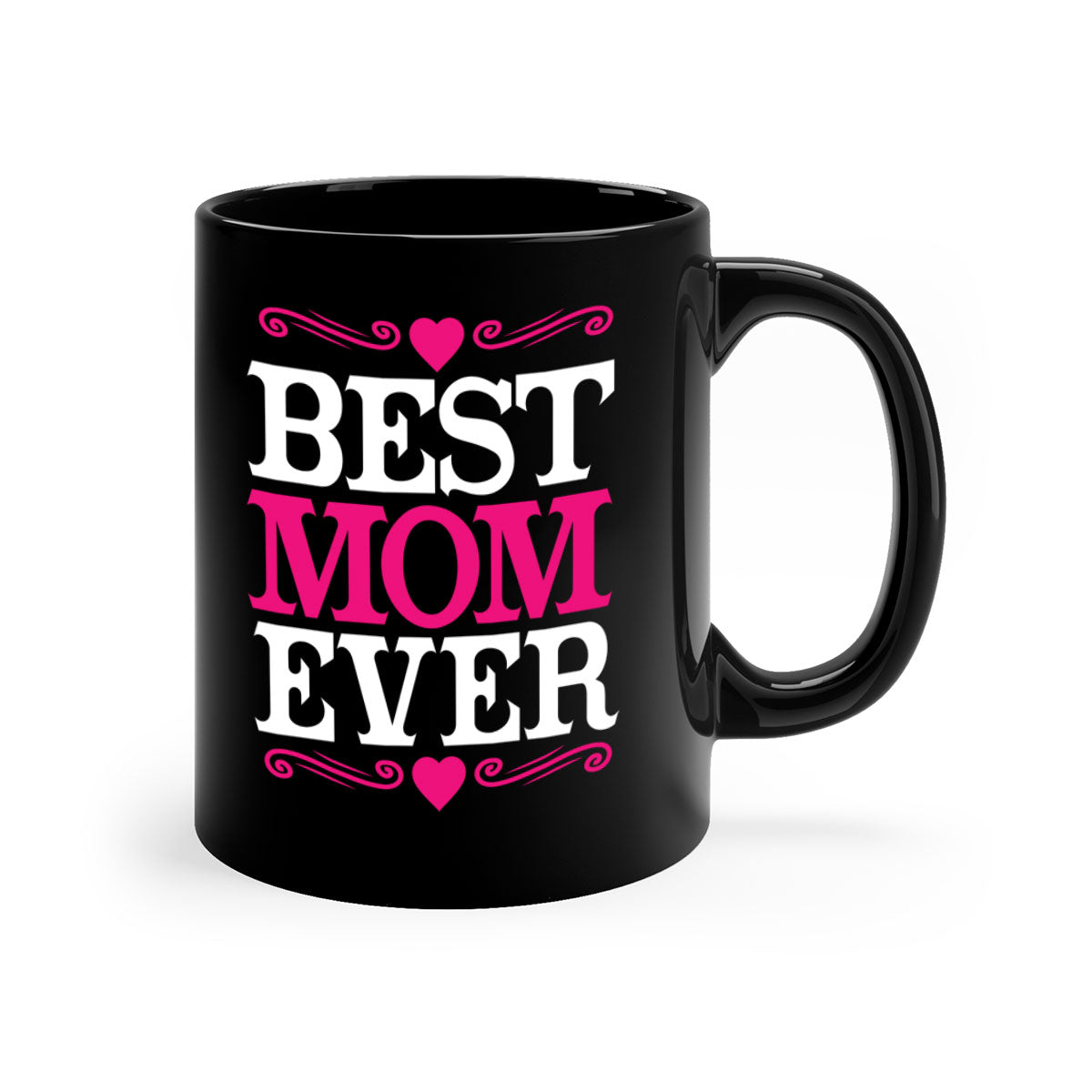 Best Mom Ever 282# Mug with colorful handle and interior, glossy finish, available in two sizes.