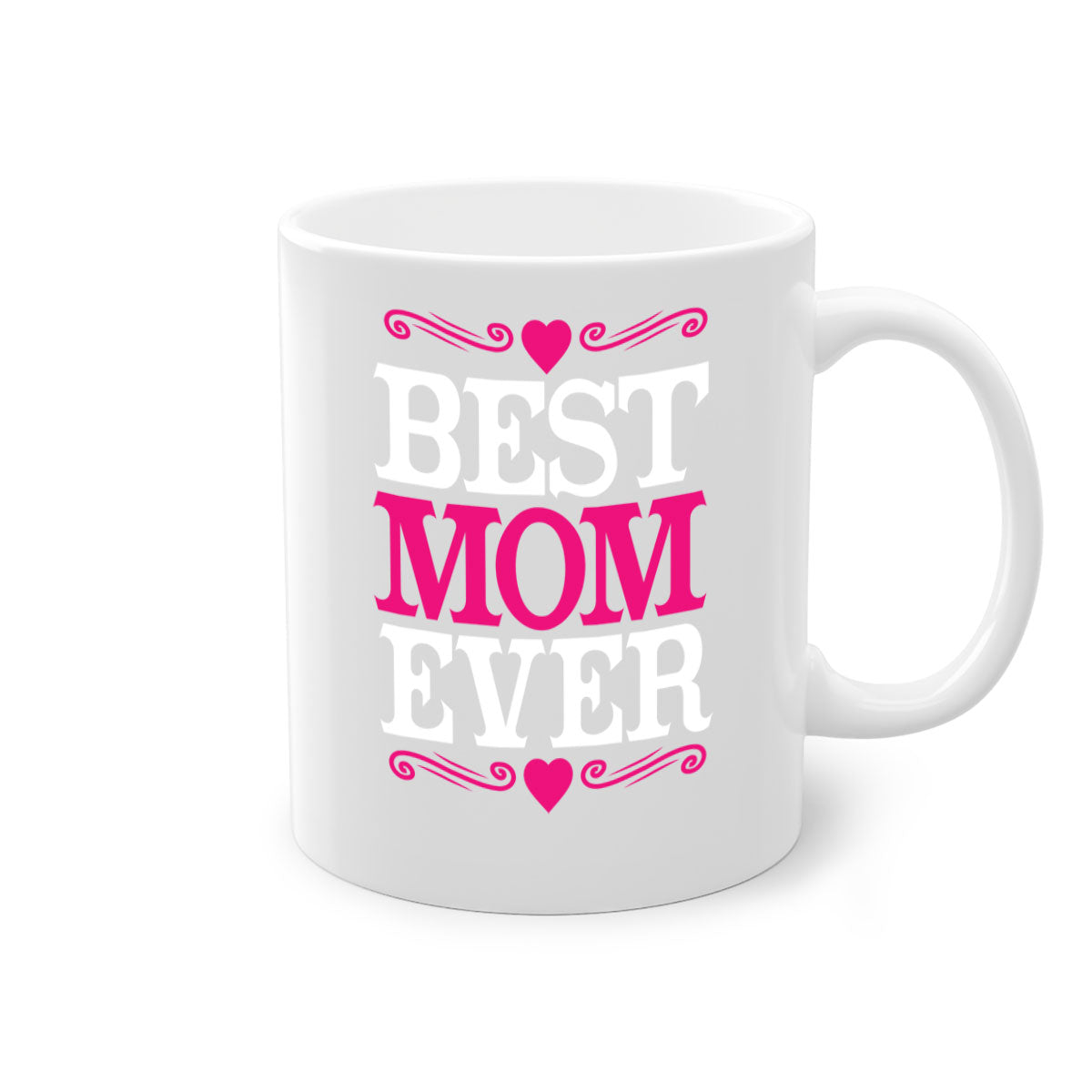 Best Mom Ever 282# Mug with colorful handle and interior, glossy finish, available in two sizes.