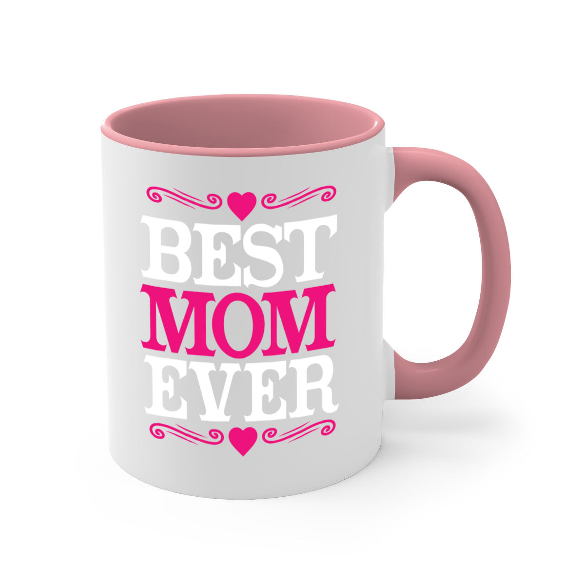 Best Mom Ever 282# Mug with colorful handle and interior, glossy finish, available in two sizes.