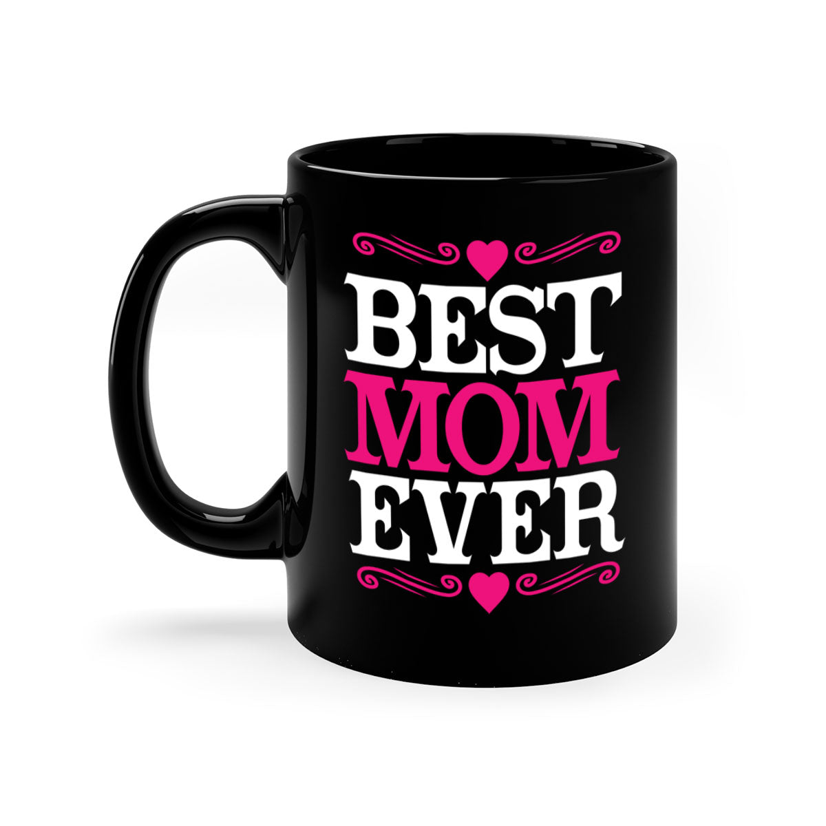 Best Mom Ever 282# Mug with colorful handle and interior, glossy finish, available in two sizes.