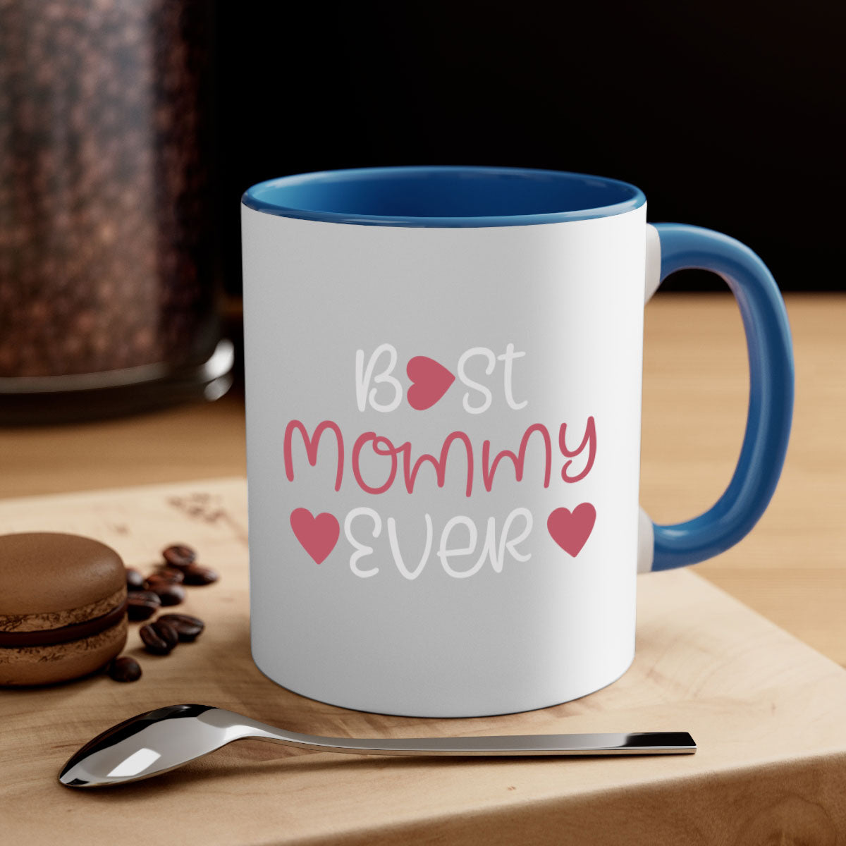 Best Mommy Ever Mug with colorful handle and glossy finish, available in multiple colors and sizes.