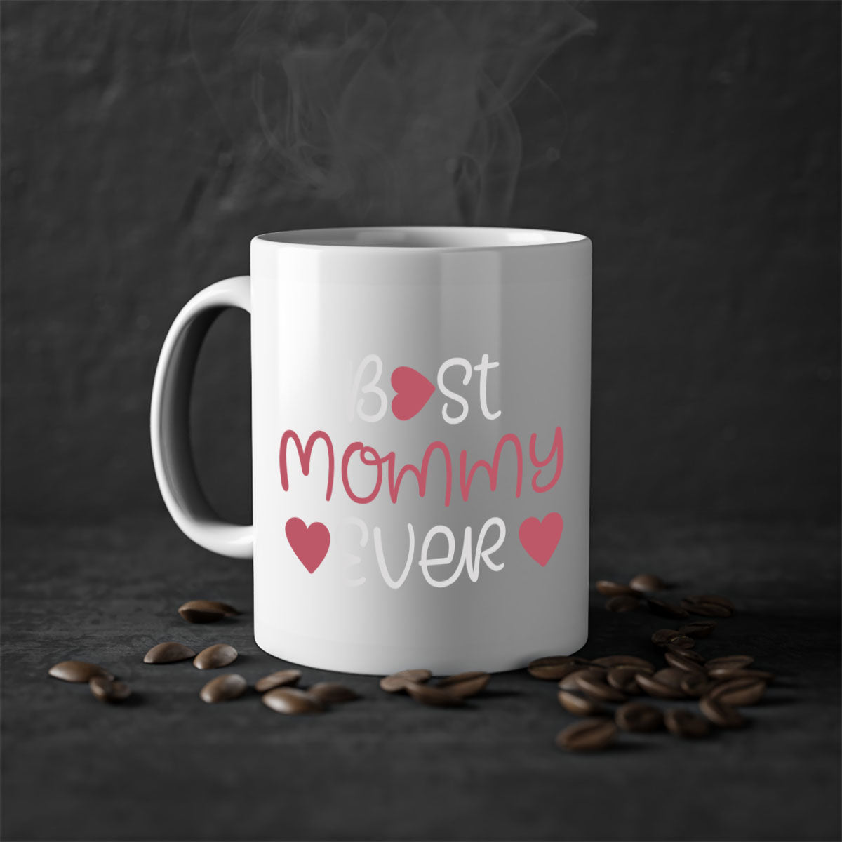 Best Mommy Ever Mug with colorful handle and glossy finish, available in multiple colors and sizes.