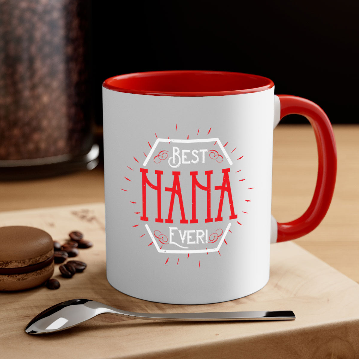 BEST NANA EVER mug featuring a two-tone design with a colored handle and glossy finish, available in multiple colors.
