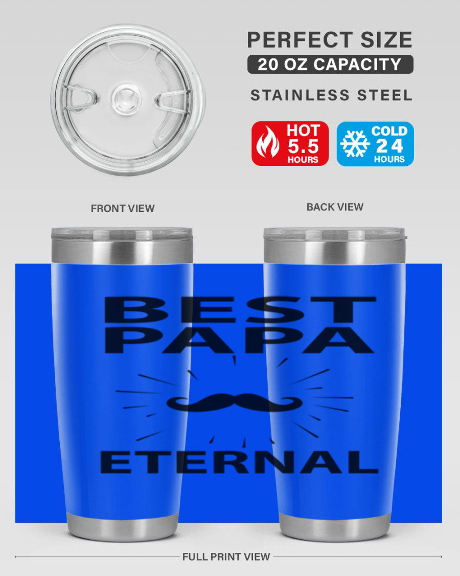 Best Papa Pnga 91# tumbler in stainless steel with a drink-thru lid, showcasing its double wall vacuum insulation.