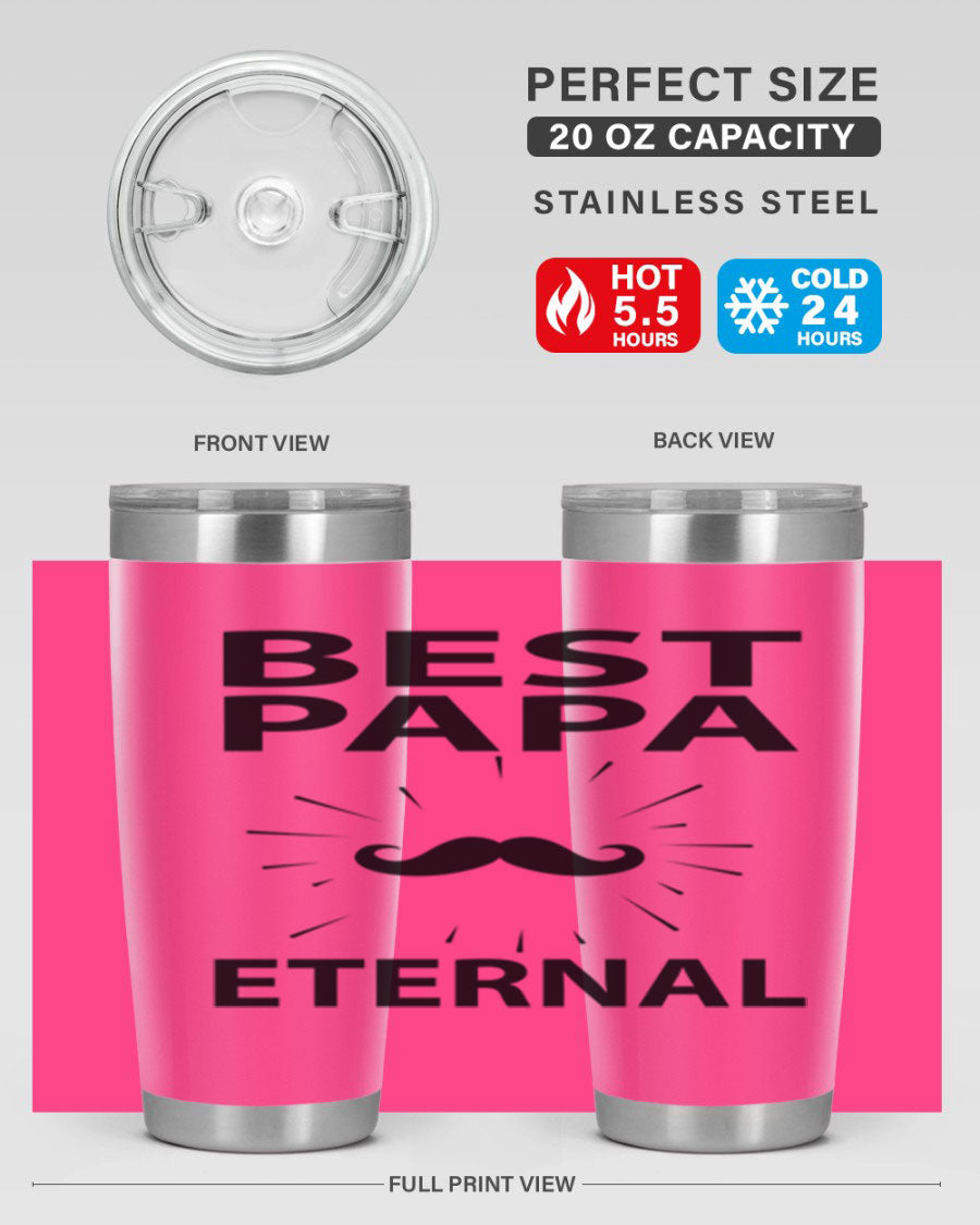 Best Papa Pnga 91# tumbler in stainless steel with a drink-thru lid, showcasing its double wall vacuum insulation.