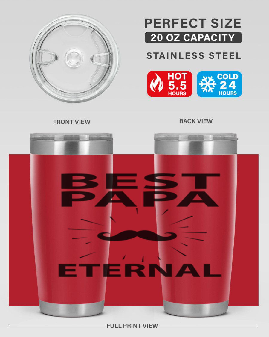 Best Papa Pnga 91# tumbler in stainless steel with a drink-thru lid, showcasing its double wall vacuum insulation.
