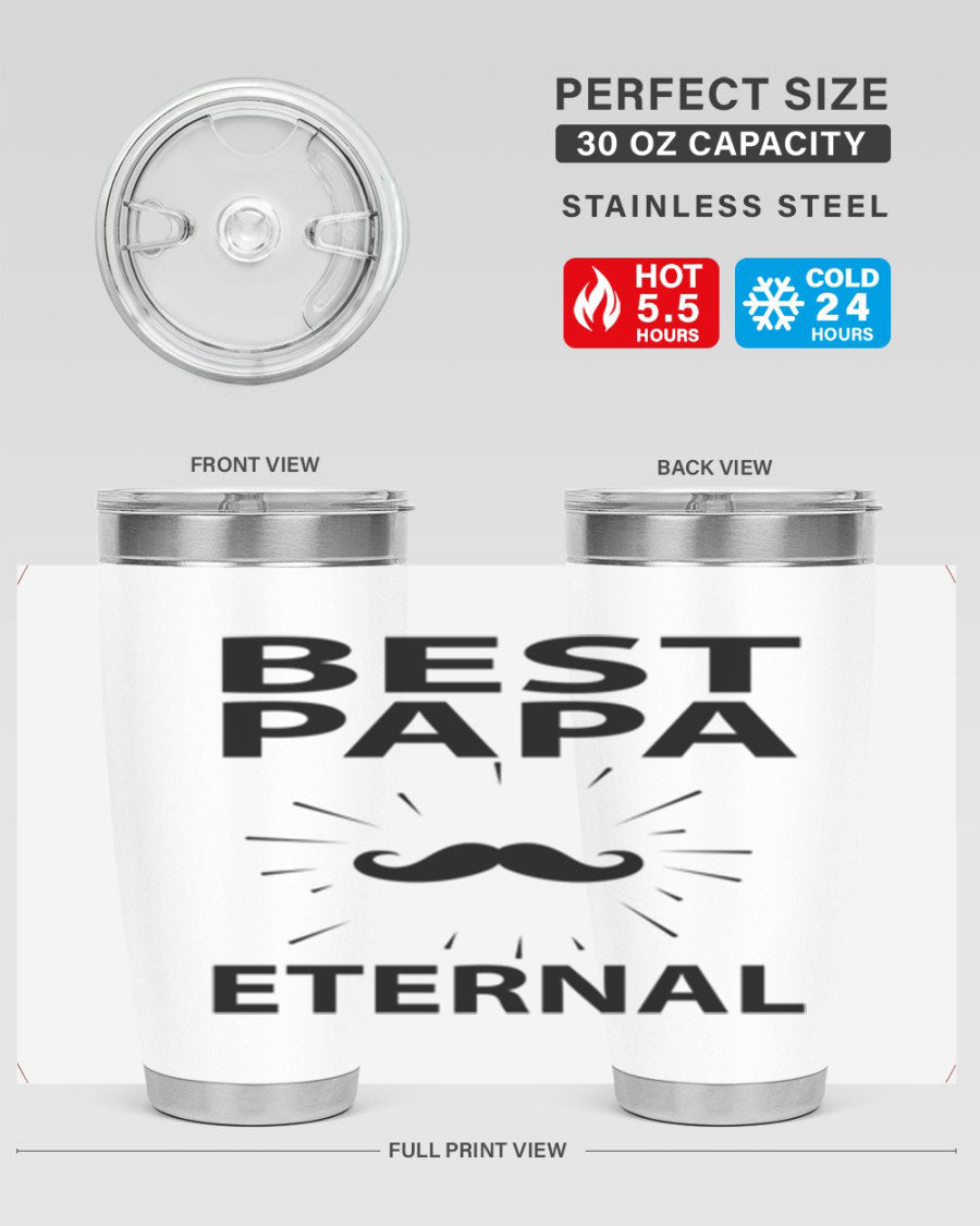 Best Papa Pnga 91# tumbler in stainless steel with a drink-thru lid, showcasing its double wall vacuum insulation.
