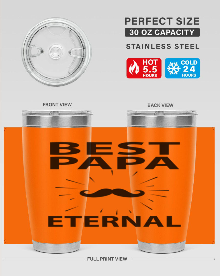 Best Papa Pnga 91# tumbler in stainless steel with a drink-thru lid, showcasing its double wall vacuum insulation.