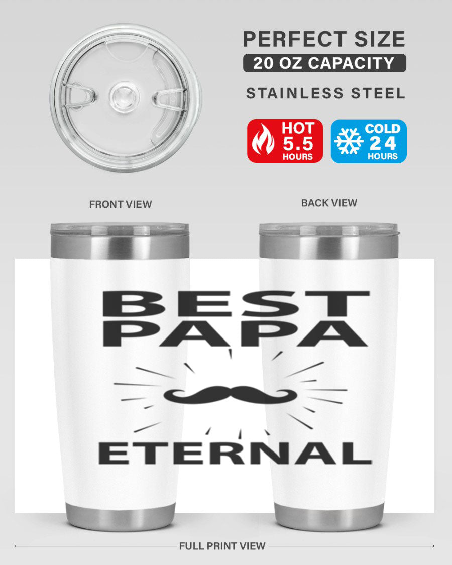 Best Papa Pnga 91# tumbler in stainless steel with a drink-thru lid, showcasing its double wall vacuum insulation.