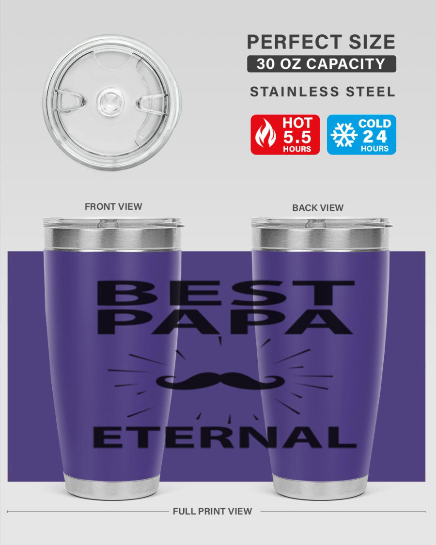 Best Papa Pnga 91# tumbler in stainless steel with a drink-thru lid, showcasing its double wall vacuum insulation.