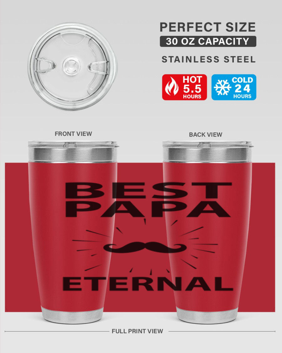 Best Papa Pnga 91# tumbler in stainless steel with a drink-thru lid, showcasing its double wall vacuum insulation.