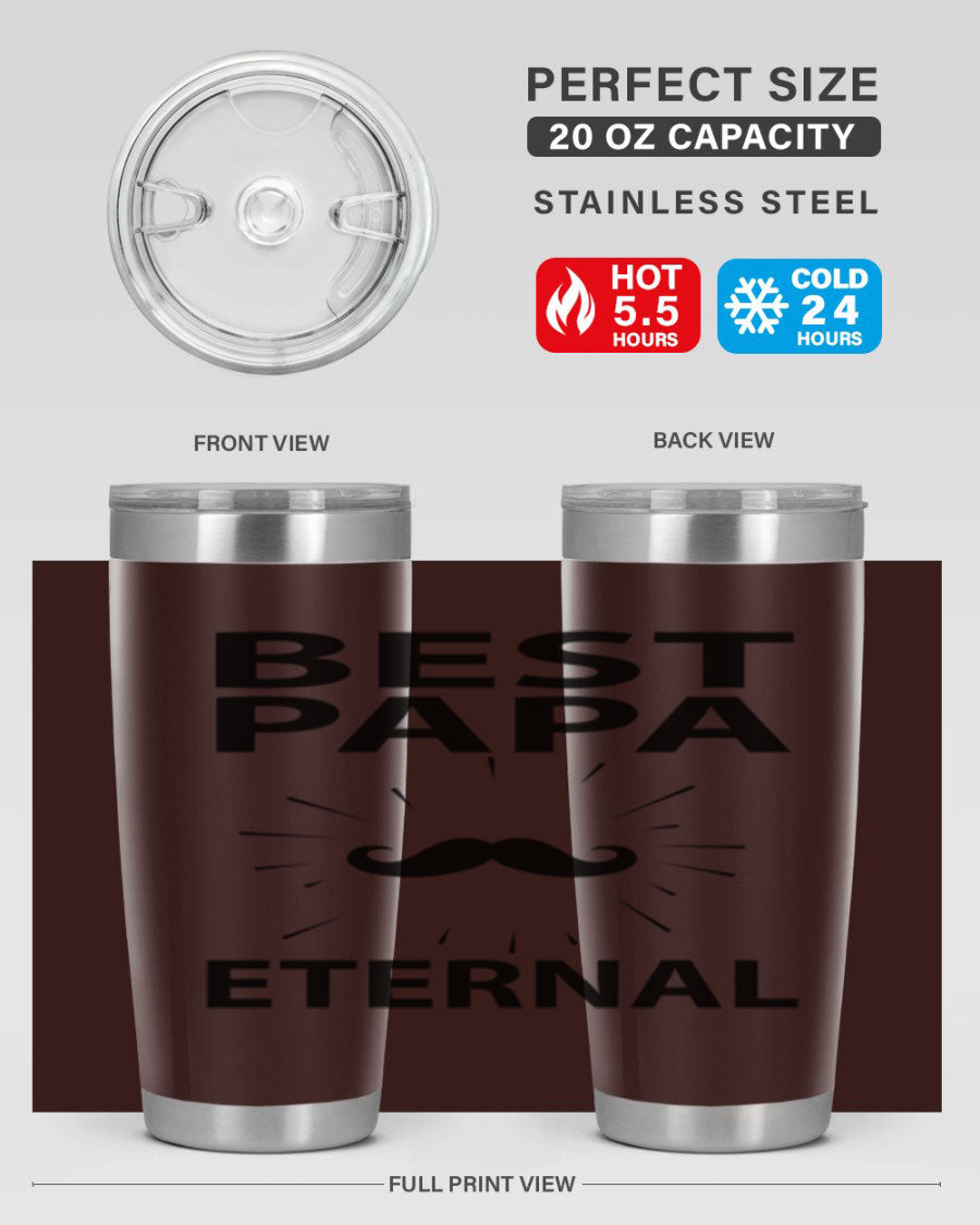 Best Papa Pnga 91# tumbler in stainless steel with a drink-thru lid, showcasing its double wall vacuum insulation.