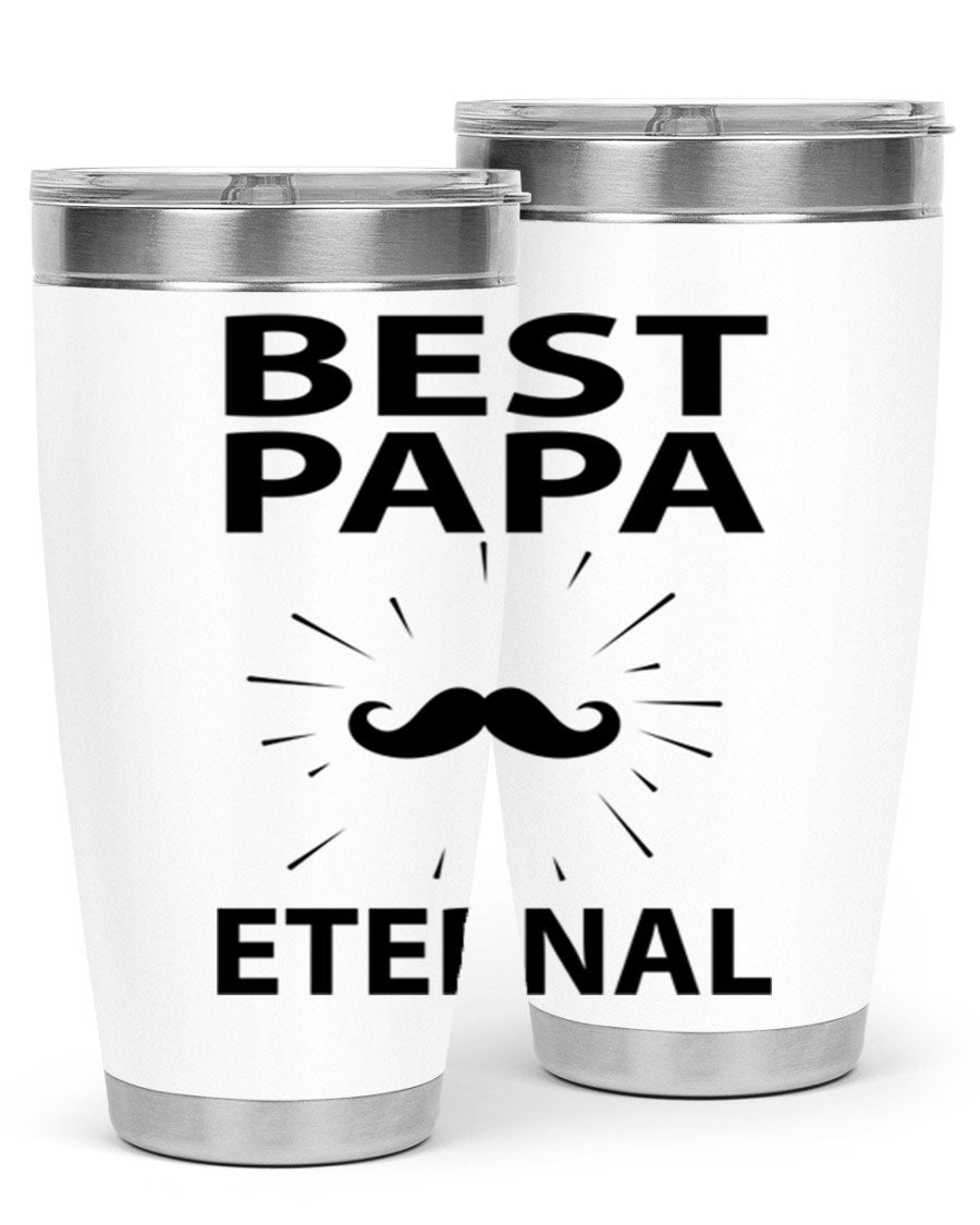 Best Papa Pnga 91# tumbler in stainless steel with a drink-thru lid, showcasing its double wall vacuum insulation.