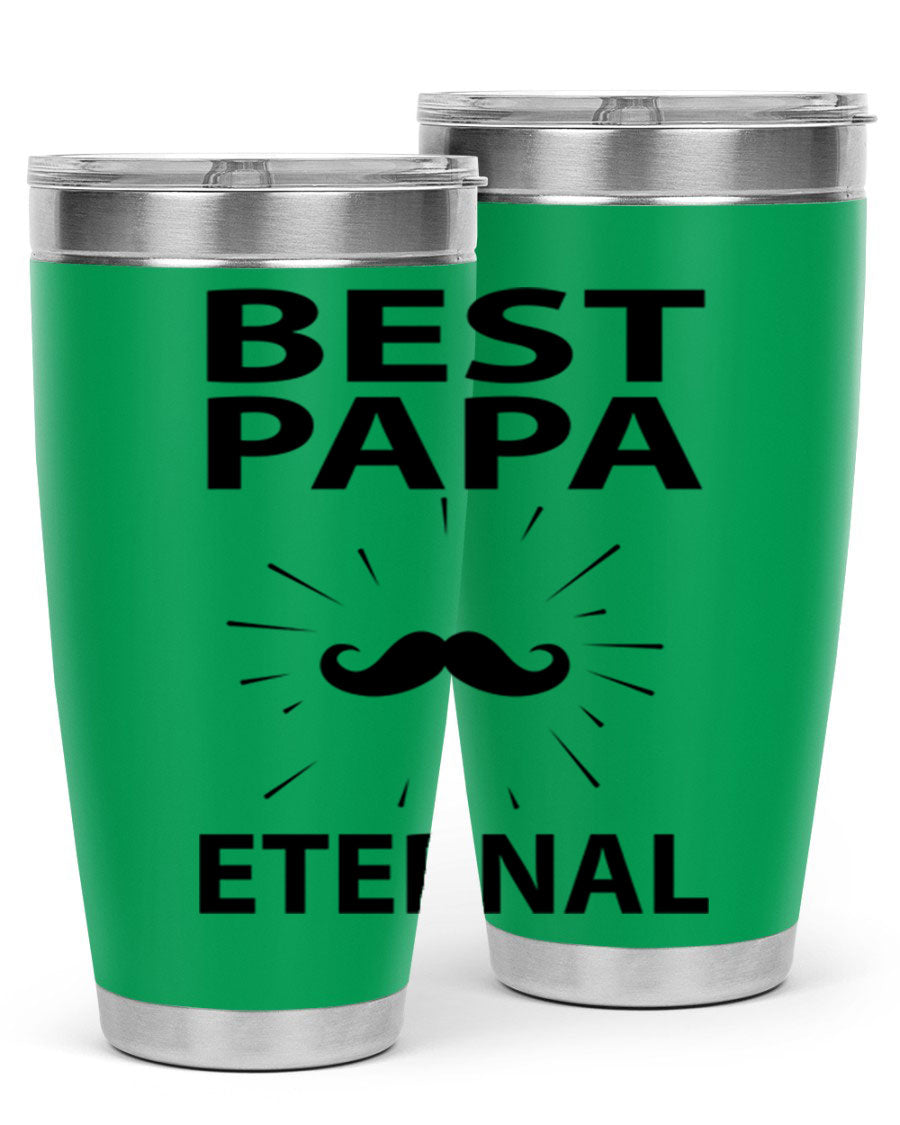 Best Papa Pnga 91# tumbler in stainless steel with a drink-thru lid, showcasing its double wall vacuum insulation.