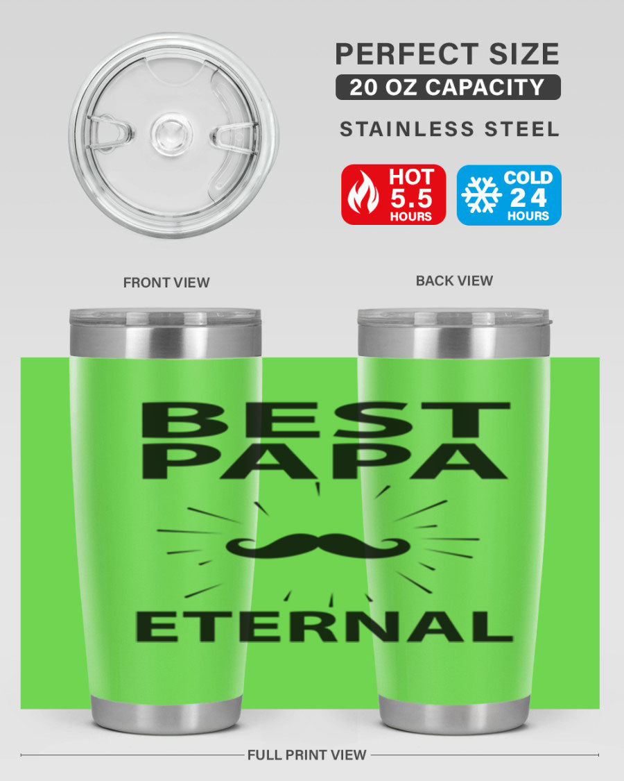 Best Papa Pnga 91# tumbler in stainless steel with a drink-thru lid, showcasing its double wall vacuum insulation.