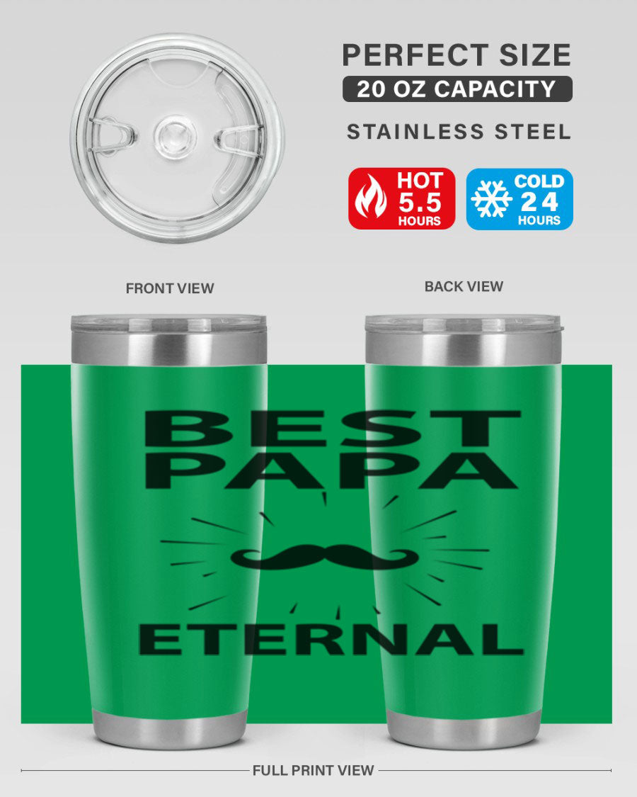 Best Papa Pnga 91# tumbler in stainless steel with a drink-thru lid, showcasing its double wall vacuum insulation.
