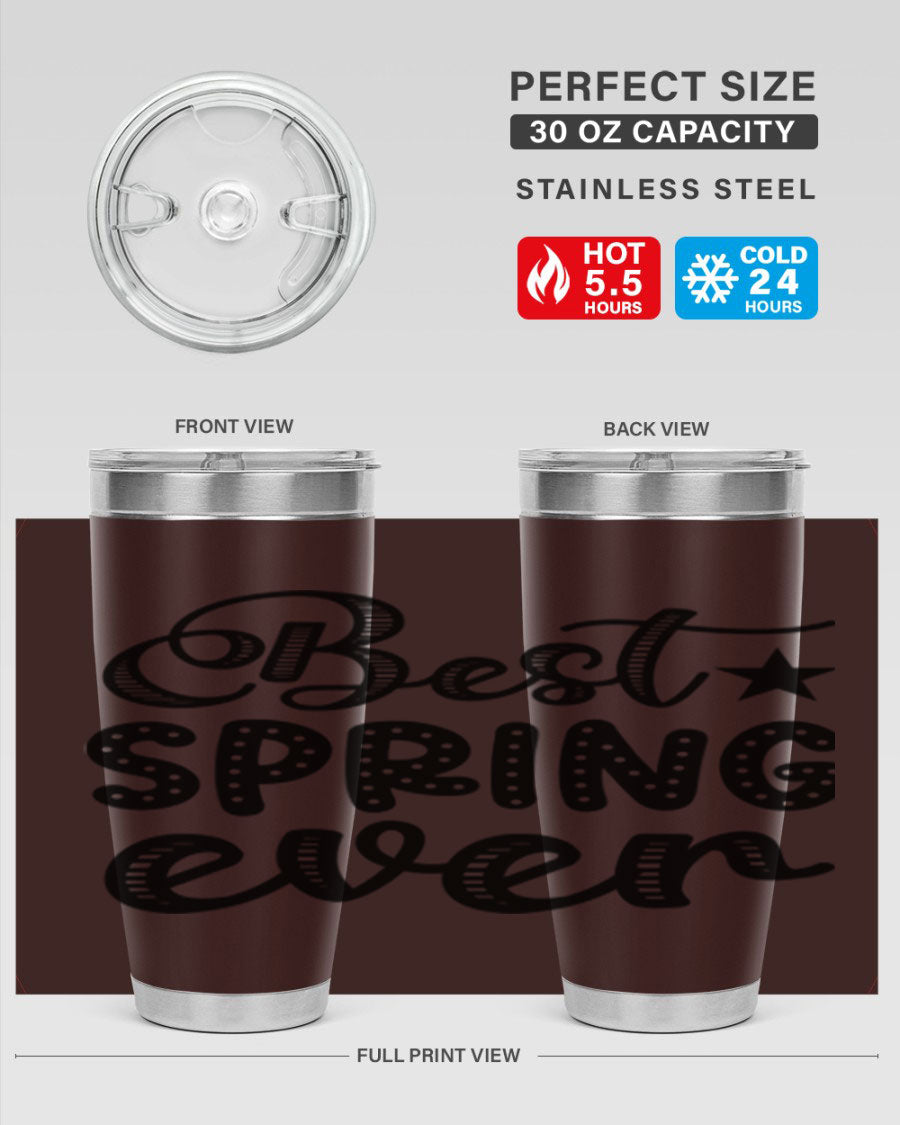 Best Spring Ever 33# Tumbler, a stylish 20oz stainless steel tumbler with double wall vacuum insulation and a drink-thru lid.