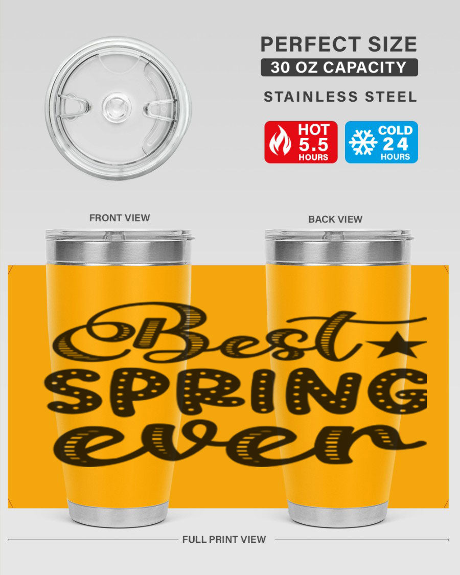 Best Spring Ever 33# Tumbler, a stylish 20oz stainless steel tumbler with double wall vacuum insulation and a drink-thru lid.