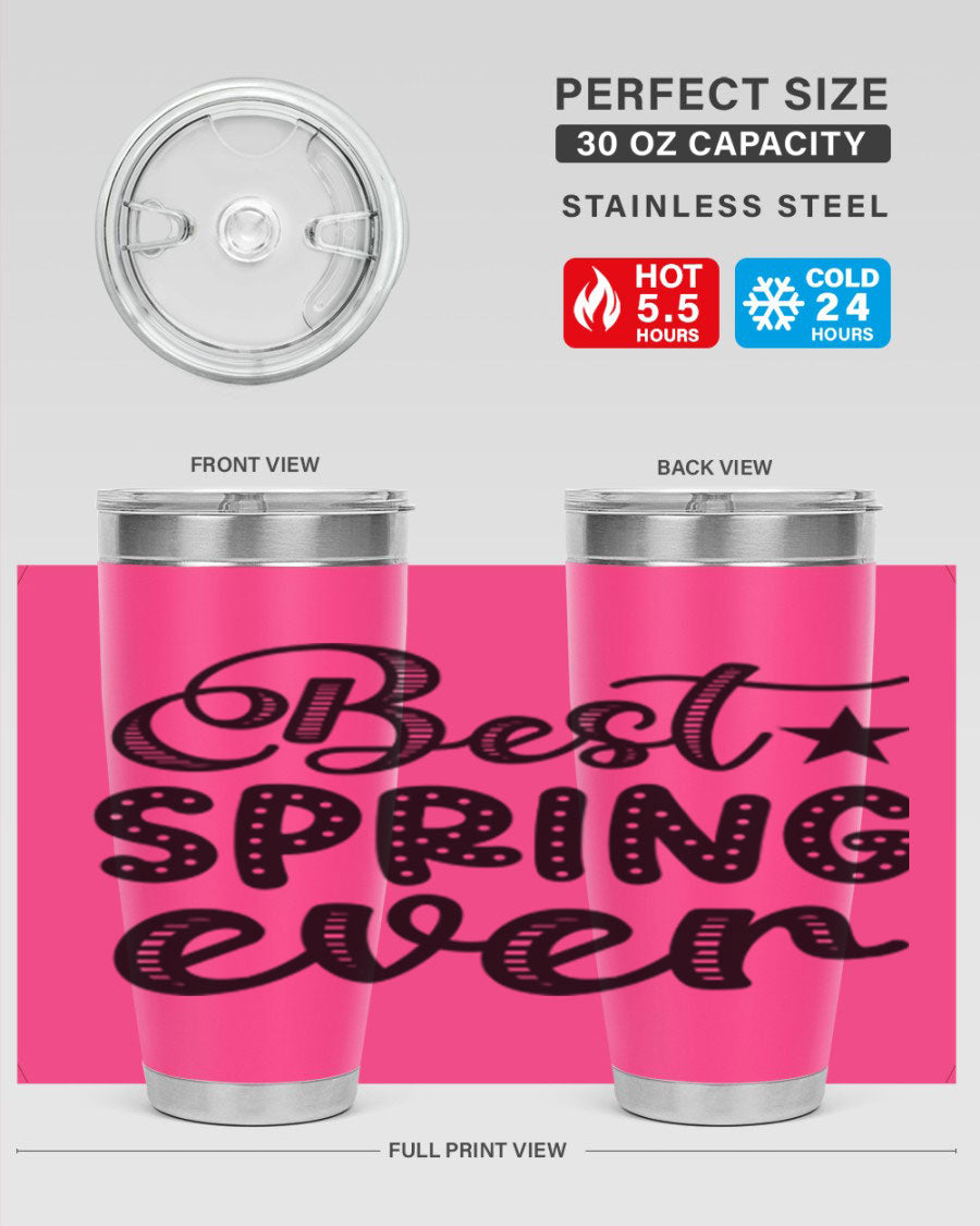Best Spring Ever 33# Tumbler, a stylish 20oz stainless steel tumbler with double wall vacuum insulation and a drink-thru lid.